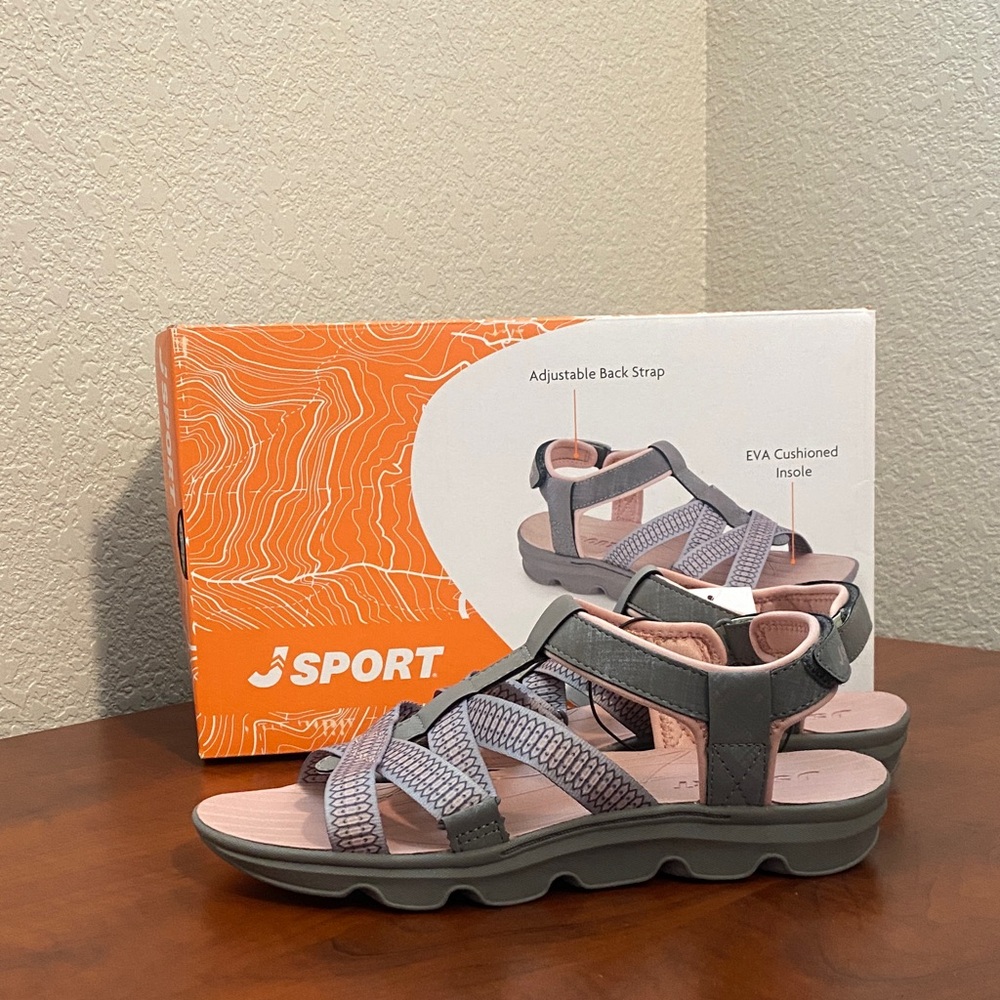 (CLEAR OUT PRICE!!!) Jsport Women's Sports Sandal - Adjut/Straps Grey/Pink